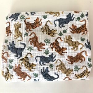 West Elm Pottery Barn Kids Organic Cotton Muslin Swaddle Blanket Tiger Jungle‎